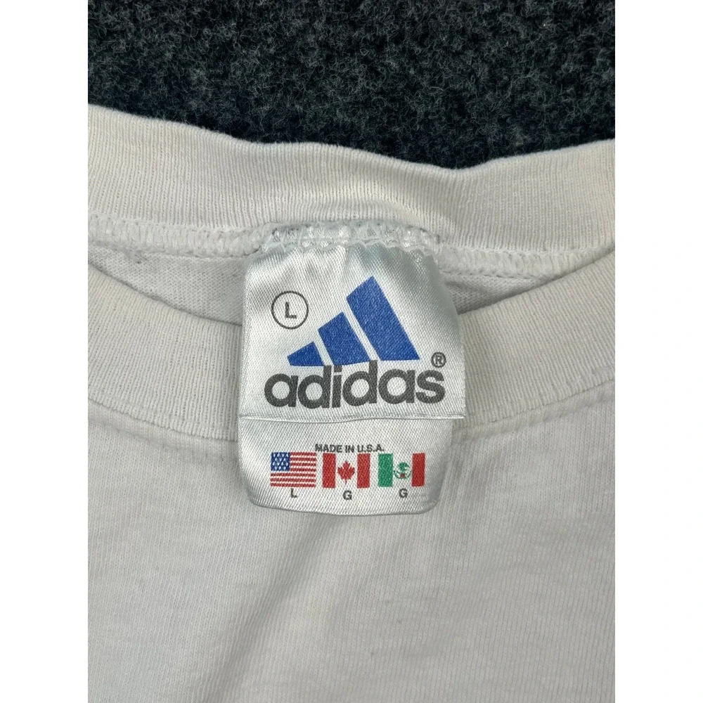 Vintage Adidas T-Shirt Mens Large White Embroidered Logo Made in USA Cotton Tee